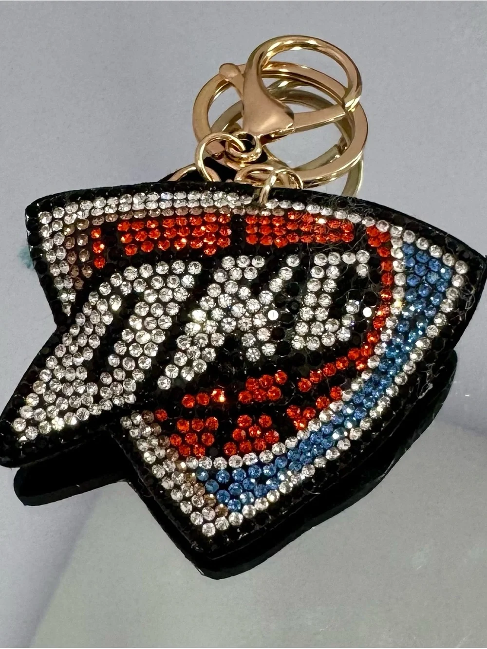 New Crystal Embellished OKC Basketball Keychain Bag Charm